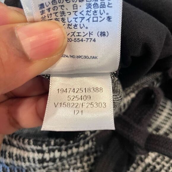 Lands End Pants Womens L Black Houndstooth Cargo Velour Straight Leg Streetwear - Picture 5 of 11